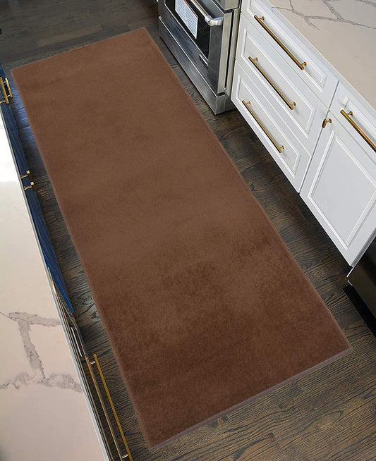 Machine Washable Custom Size Runner Rug Solid Brown Color Skid Resistant Rug Runner Customize Up to 50 Feet and 26 Inch Width Runner Rug
