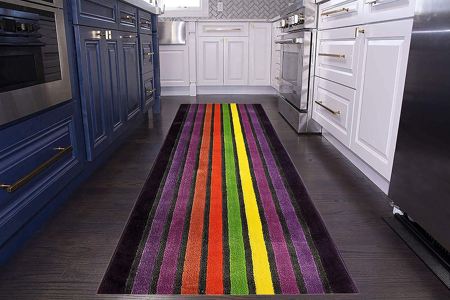 Custom Size Runner Rug Stripes Abstract Rainbow Multi Color Skid Resistant Runner Rug Cut To Size Non Slip Runner Rug Customize By Feet