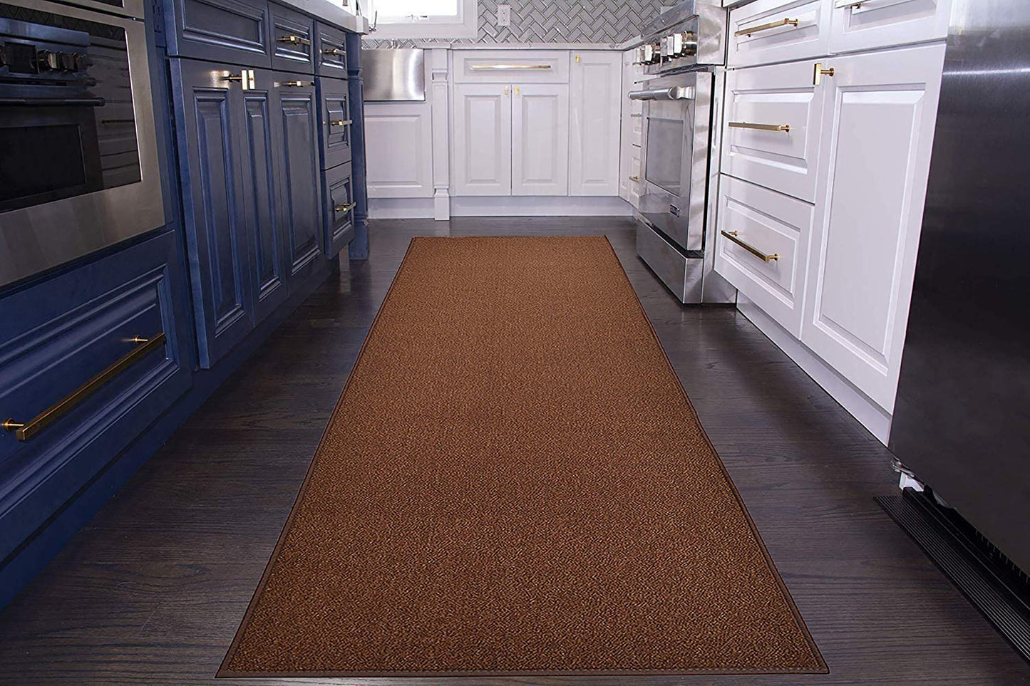 Custom Size Runner Rug Solid Brown Roll Runner 32 Inch Wide x Your Length Size Choice Skid Resistant Rubber Back Pick Your Own Size