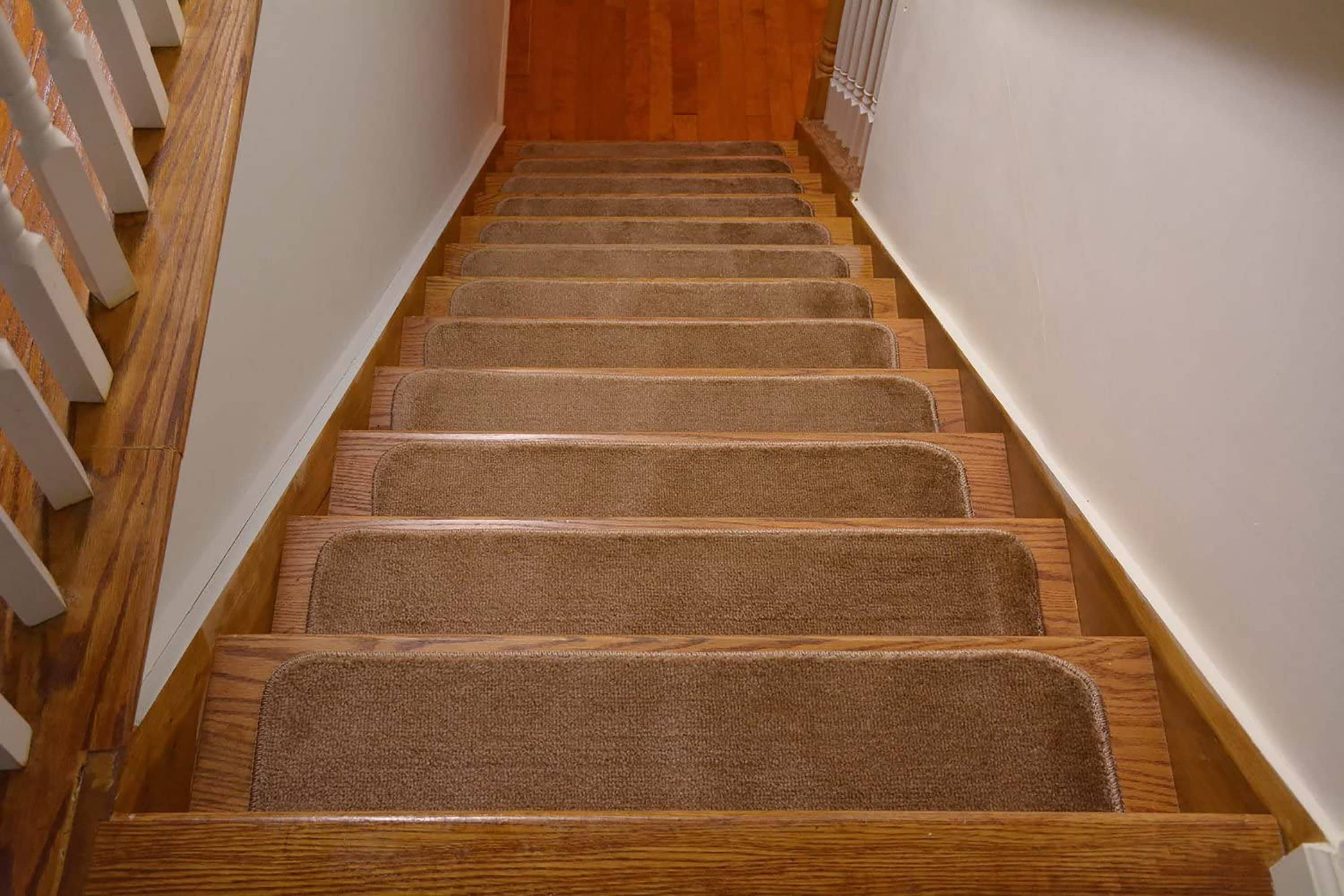 Machine Washable Slip Resistant Beige Stair Treads Soft Collection Indoor Stair Tread Noice Reducer Stair Protector Sizes 8.5"x30" , 7"x24"