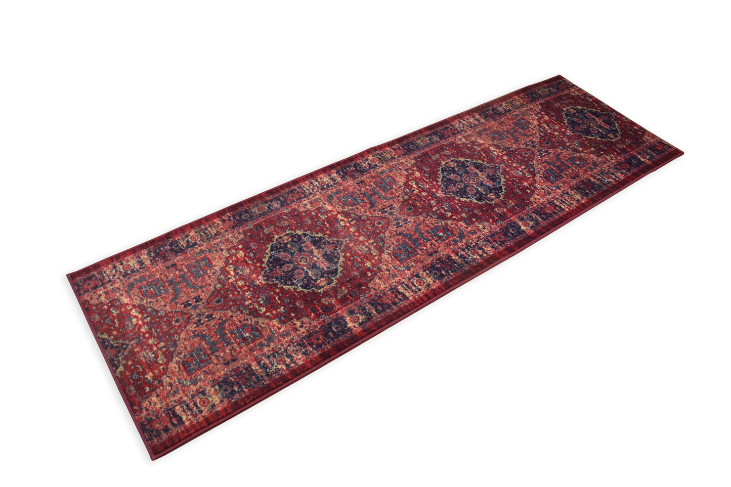 Custom Size Runner Rug Antique Red Distressed Oriental Medallion, Canvas Backing Pick Your Own Size By Up to 50 Ft , 26" or 35" Width