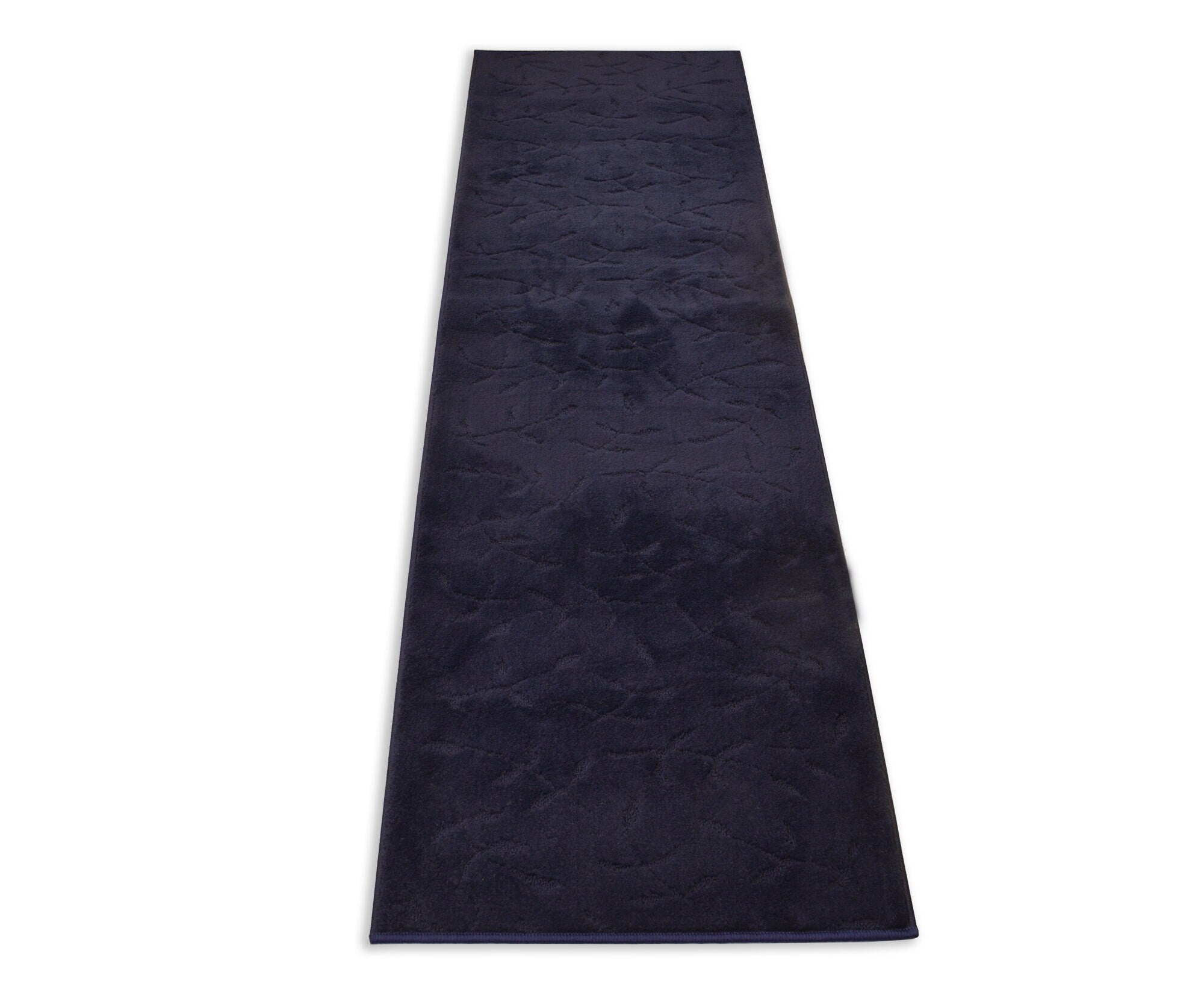 Custom Size Runner Rug Solid Floral Scroll Navy Blue Skid Resistant Rug Runner Customize Up to 50 Feet and 25 Inches Width Cut to Size Rugs - 0