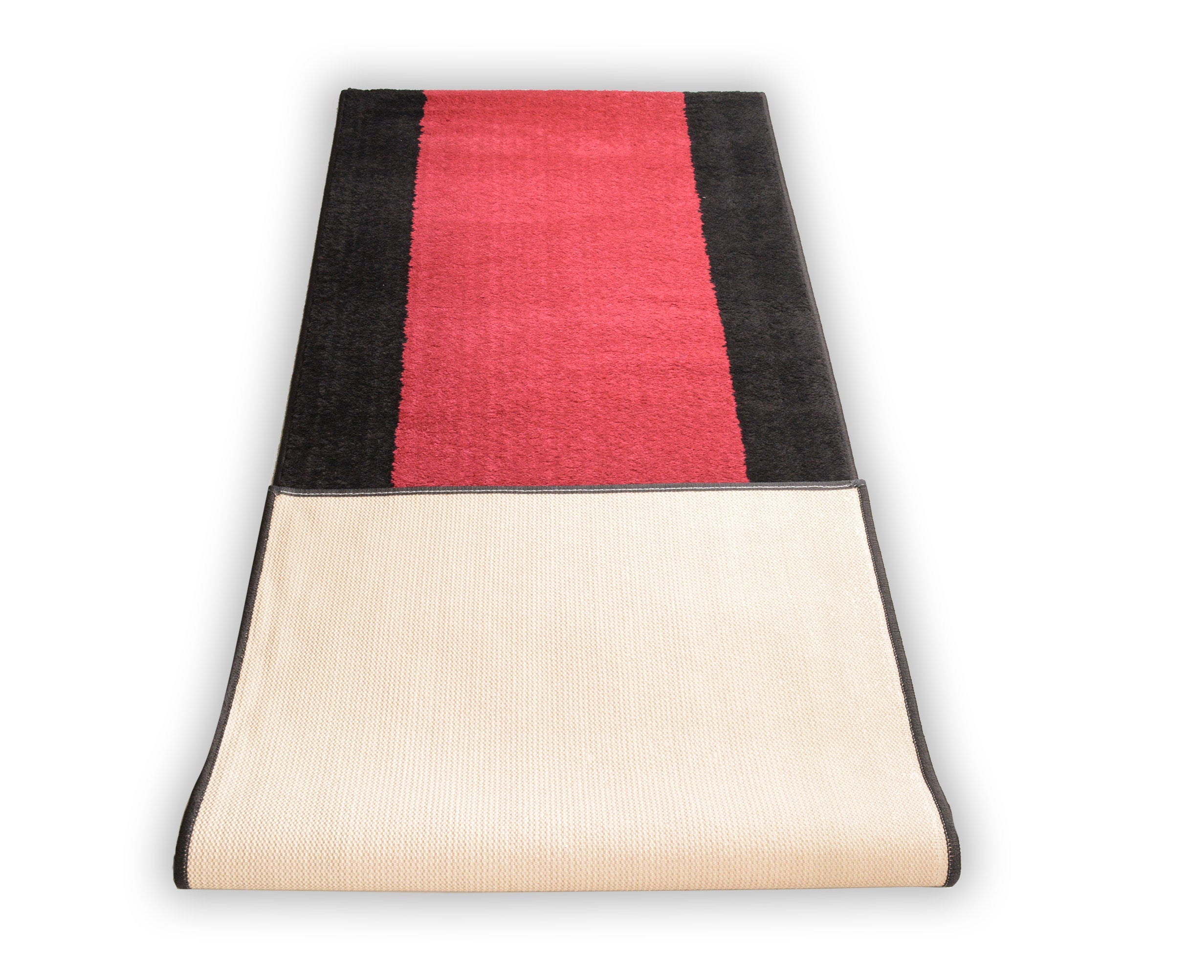 Custom Size Runner Rug Red with Black Bordered 25" Width Choice of Your Length Cut to Size by Feet Skid Slip Resistant Customize Rug Runner - 0
