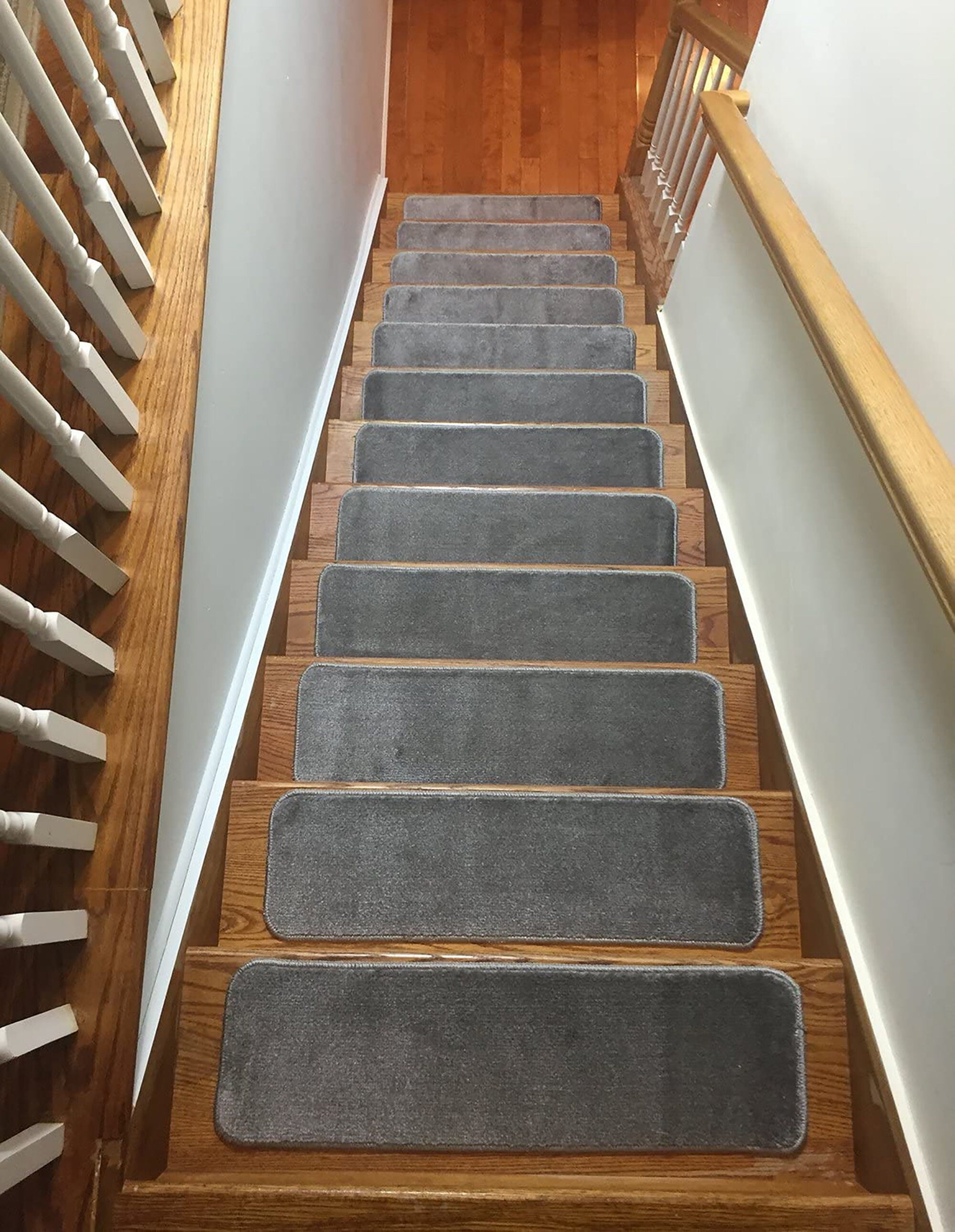 Machine Washable Slip Resistant Grey Stair Treads Soft Collection Indoor Stair Tread Noice Reducer Stair Protector Sizes 8.5"x30" , 7"x24"
