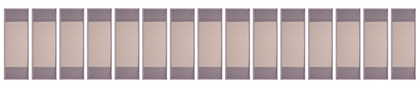 Machine Washable Stair Tread Solid Bordered Grey Skid Resistant Latex Back Carpet Stair Treads Size 8.5" x 26" Many Set Options