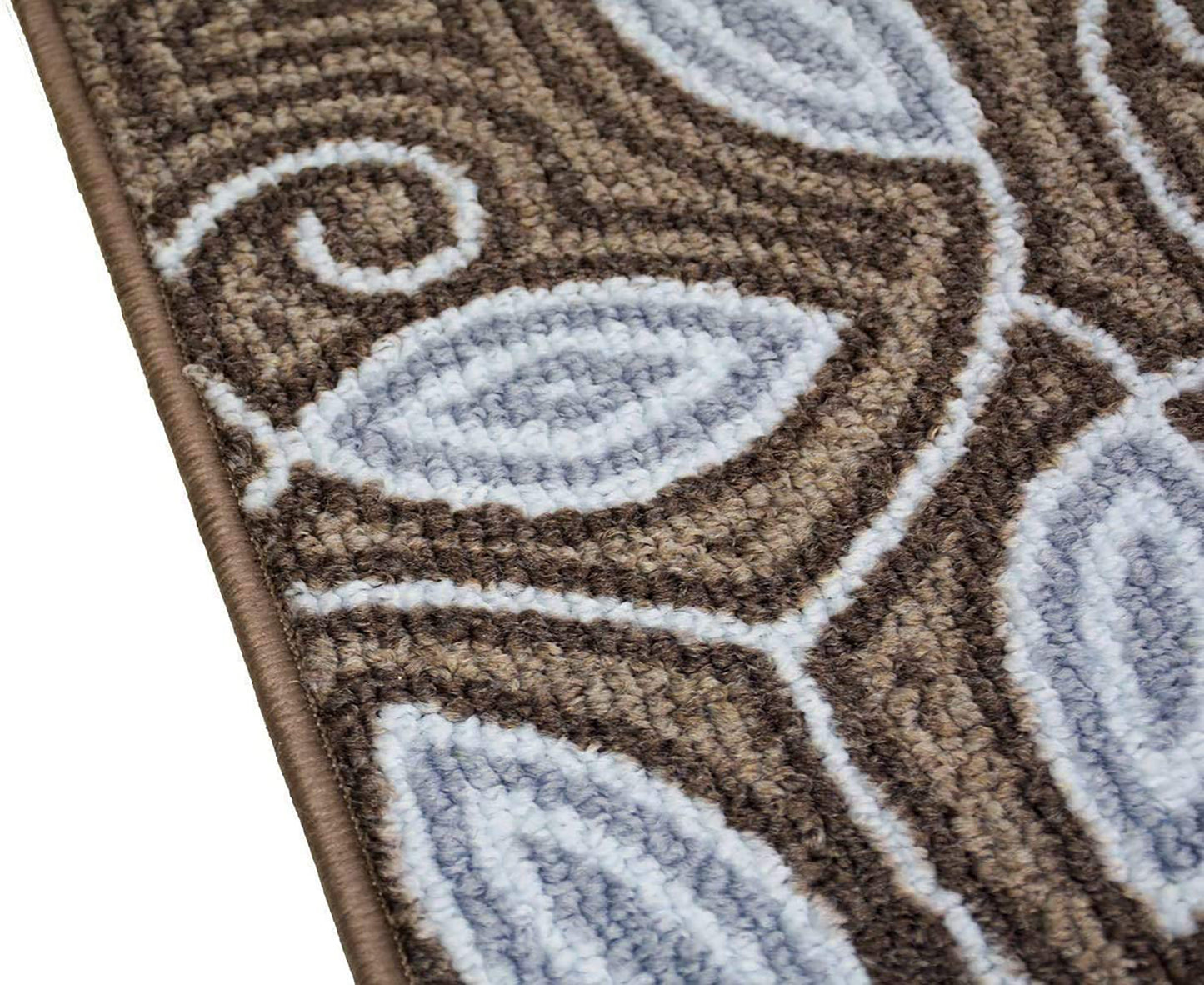 Machine Washable Custom Size Runner Rug Berber Style Scroll Leaves Brown Skid Resistant Rug Runners Customize By Feet and 26 inch Width