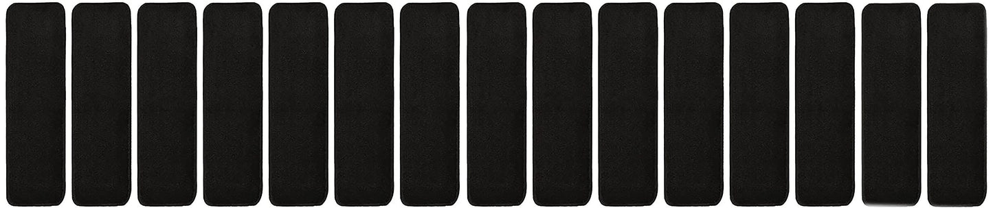 Machine Washable Slip Resistant Black Stair Treads Soft Collection Indoor Stair Tread Noice Reducer Stair Protector Sizes 8.5"x30" or 7"x24"