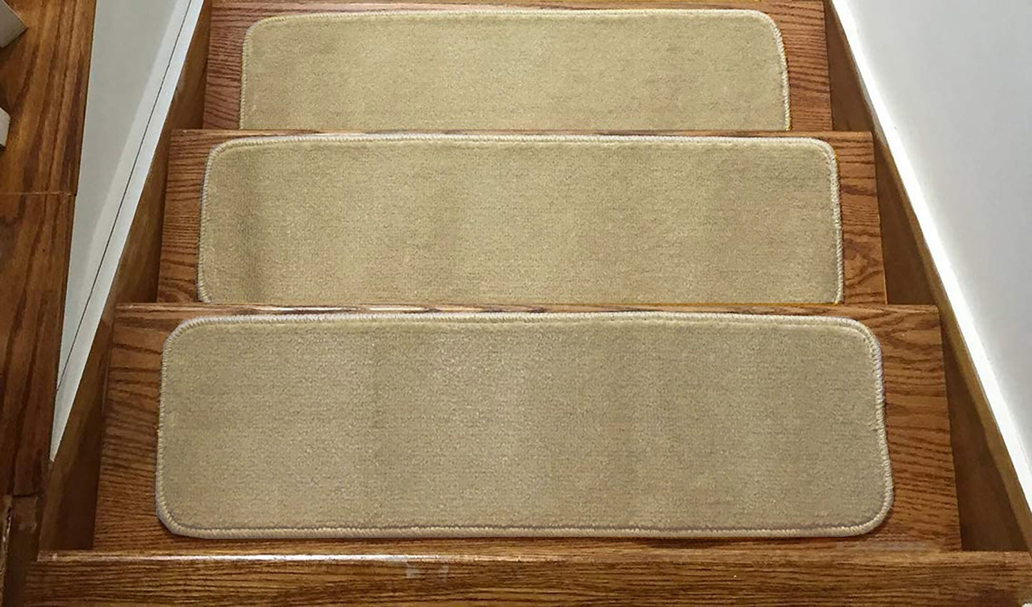 Machine Washable Slip Resistant Cream Stair Treads Soft Collection Indoor Stair Tread Noice Reducer Stair Protector Sizes 8.5"x30" , 7"x24"