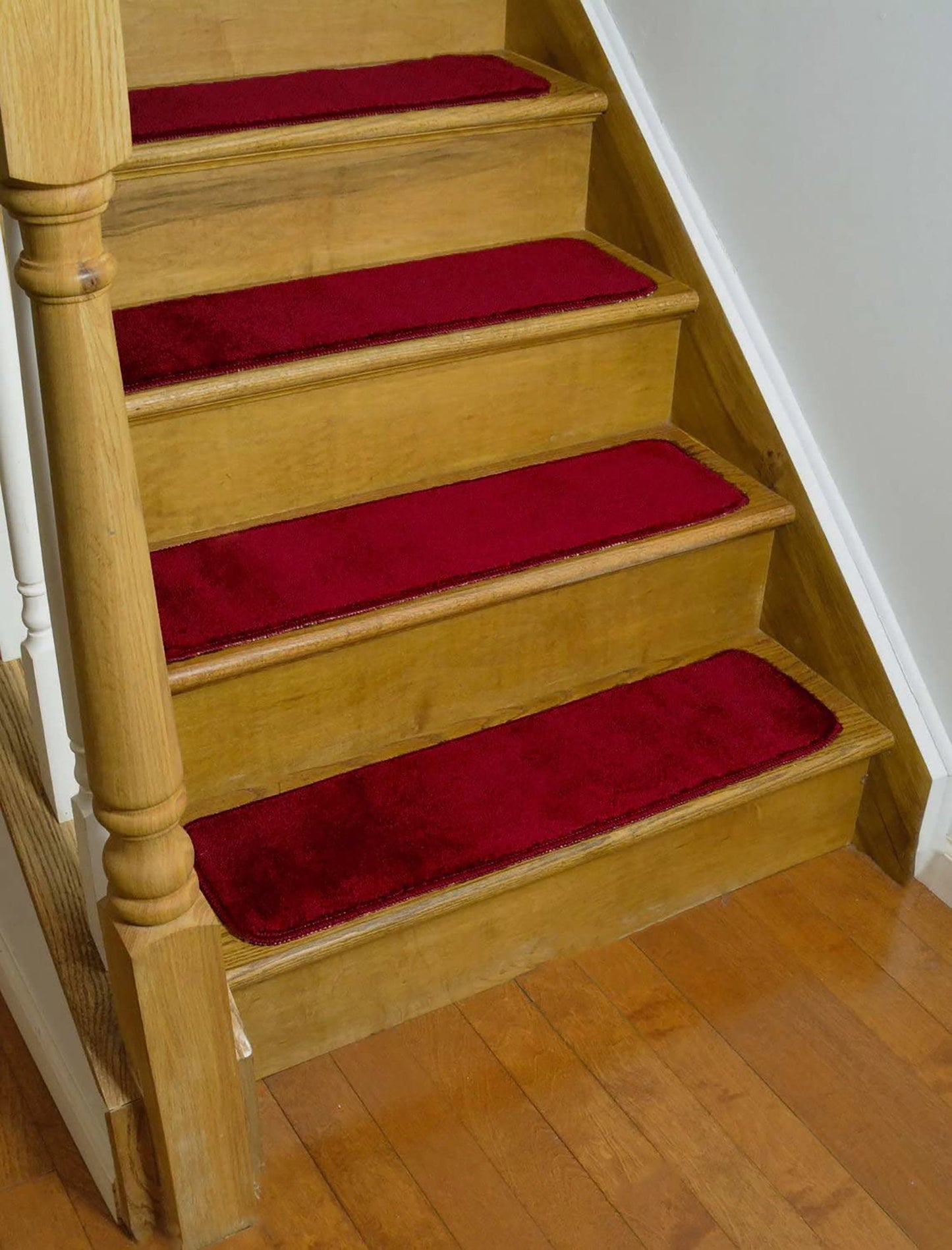 Machine Washable Slip Resistant Red Stair Treads Soft Collection Indoor Stair Tread Noice Reducer Stair Protector Sizes 8.5"x30" , 7"x24"