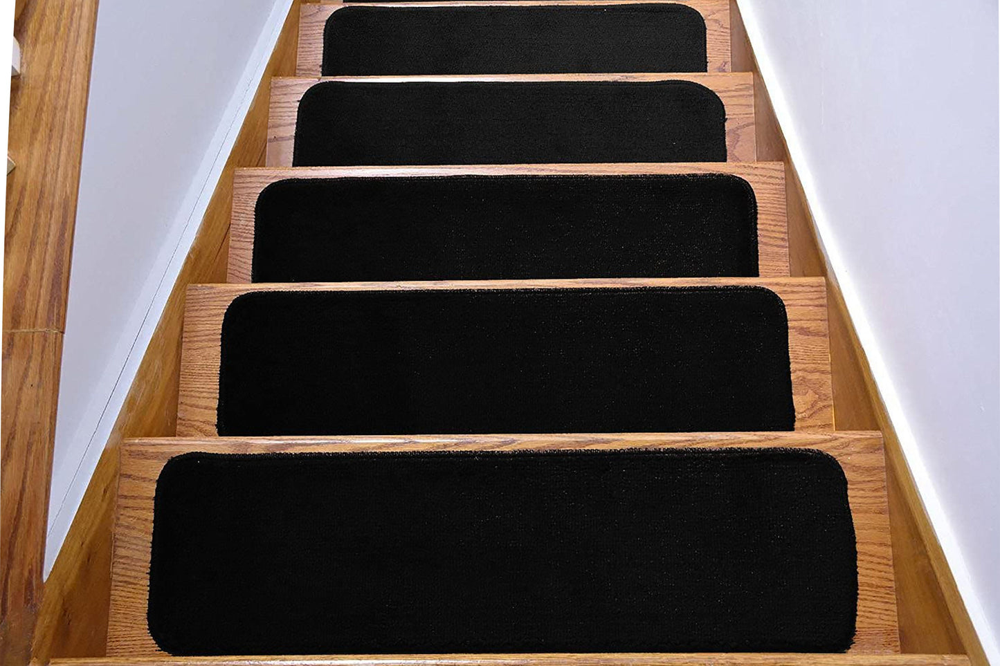 Machine Washable Slip Resistant Black Stair Treads Soft Collection Indoor Stair Tread Noice Reducer Stair Protector Sizes 8.5"x30" or 7"x24"