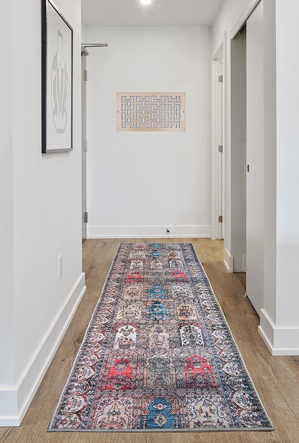 Image Home Collection Custom Size Runner Rug Oriental Turkish Motif  Design MultiColor Skid Resistant Cut To Size Rug Runners Customize By Feet and 25 in Width