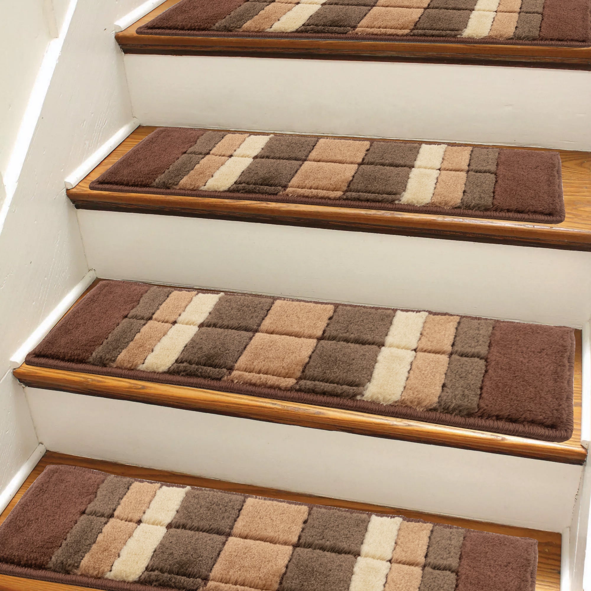 Square Brown Color Custom Size Slip Resistant Stair Treads 26, 31 and 36 Inches Wide-1