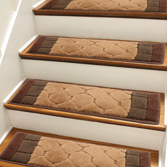 Machine Washable Custom Size Stair Tread Volley Beige Color Set of 13 Custom length by Inch and 26" Wide