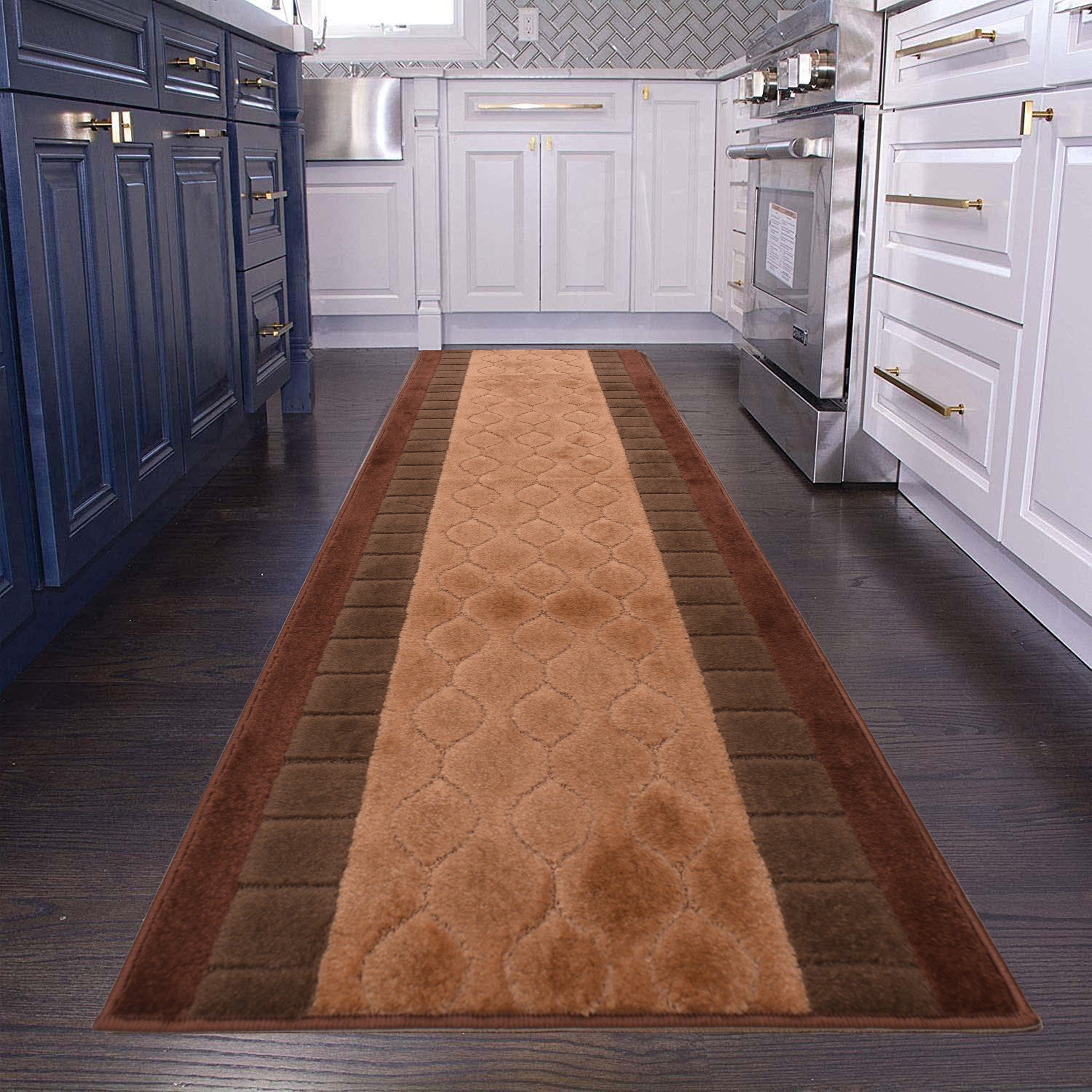Custom Size Runner Rug Volley Circle Beige-Brown Color Skid Resistant Rug Runner Customize Up to 50 Feet and 30 Inch Width Cut to Size Rugs-1